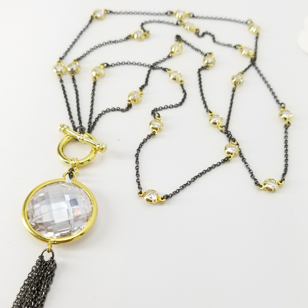 2 Ways Tassel CZ by the Yard Necklace NWT - Picture 2 of 10